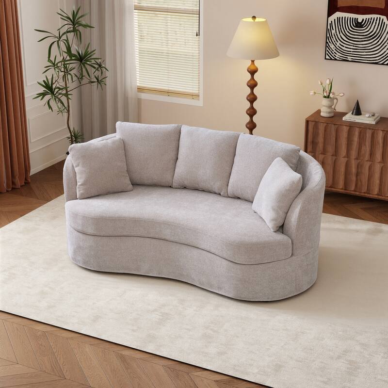 73.8"W Modern Wide Curved Sofa, Modern Luxury Plush Chenille