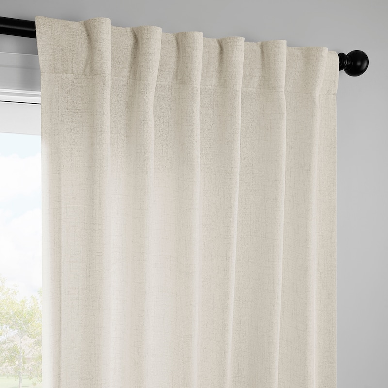 Exclusive Fabrics Farm Town Textured Faux Linen Semi Sheer Curtains (2 Panel) Window Curtains