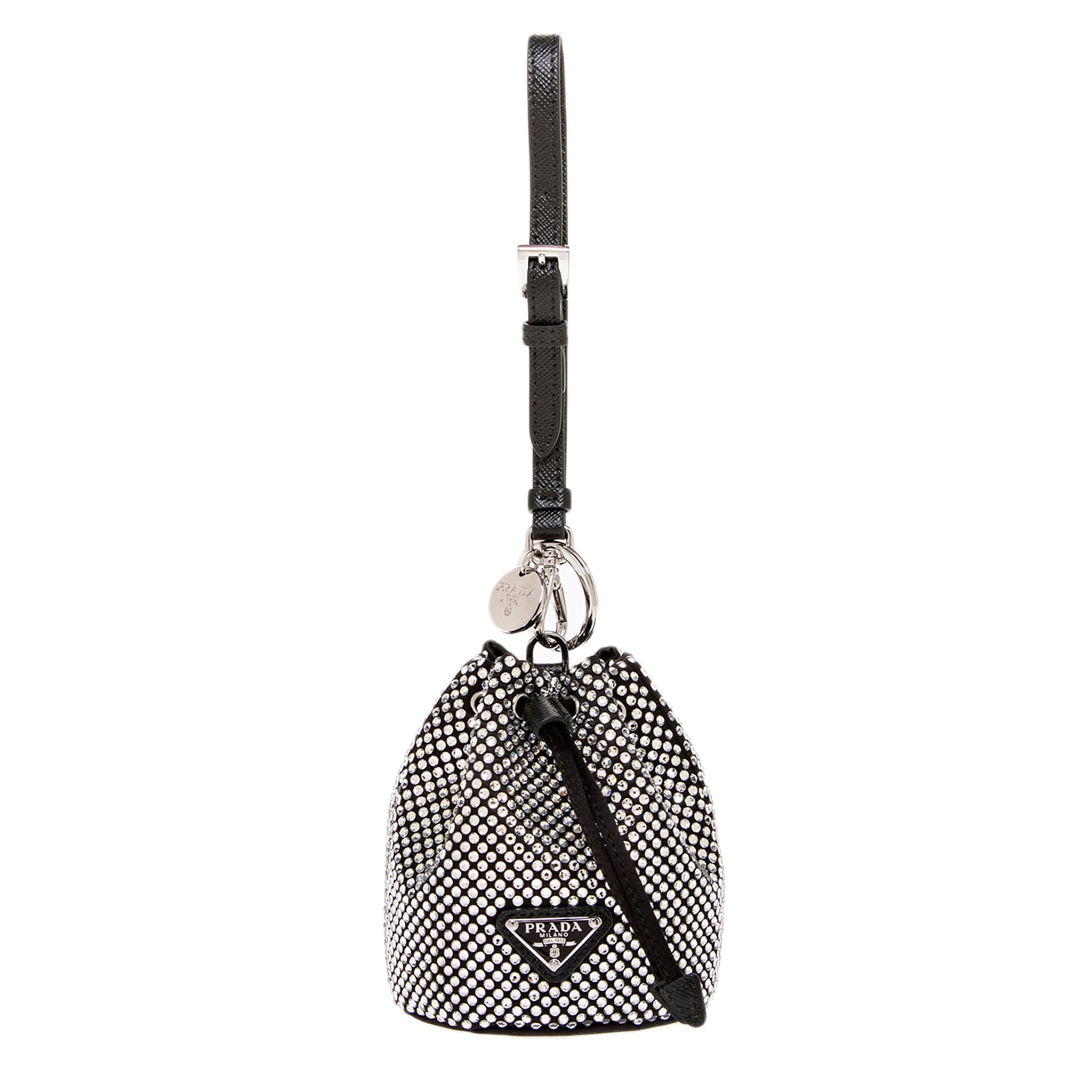 Prada Mini Icon Satin and Crystal Keychain Charm