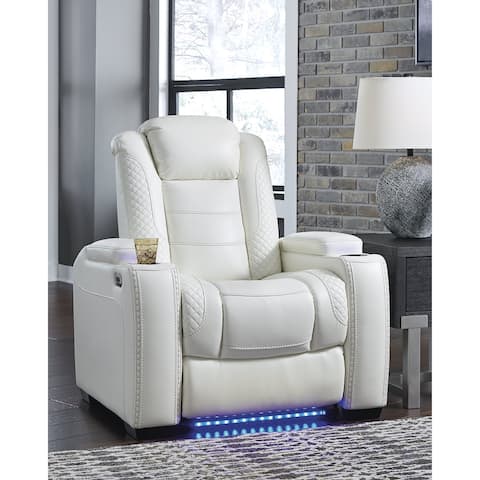 Signature Design by Ashley White Power Recliner with Adjustable Headrest