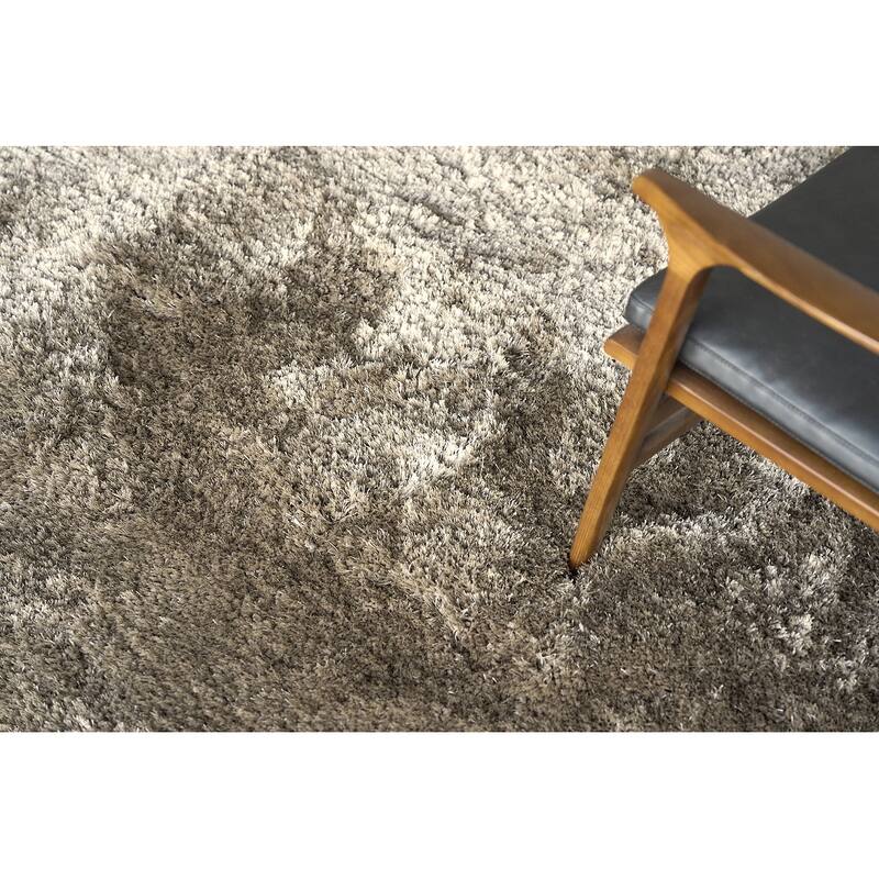 Exquisite Rugs Sumo Shag Handmade Handloomed Polyester/Microfiber Taupe Area Rug