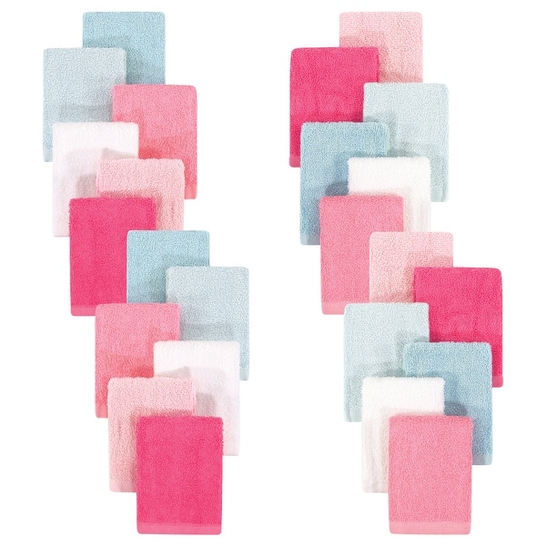 slide 1 of 1, Hudson Baby Infant Girl 24Pc Rayon from Bamboo Woven Washcloths, Coral Mint, One Size - Coral Mint - One Size One Size - Coral Mint