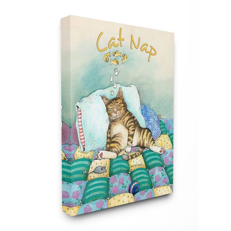 Stupell Cat Nap Funny Cat Cartoon Pet Design Canvas Wall Art - 16 x 20