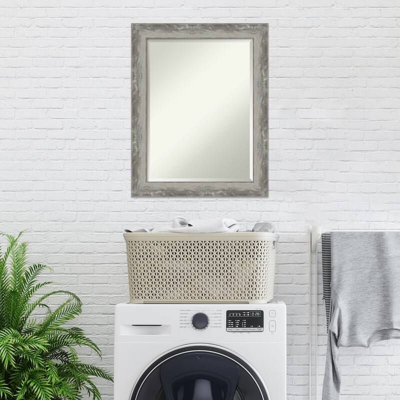 Beveled Wall Mirror - Waveline Silver Narrow Frame - Waveline Silver Narrow