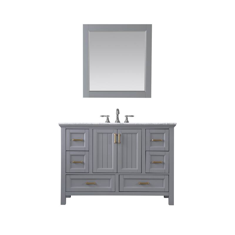 Altair Isla Single Bathroom Vanity Set and Aosta White Countertop with Mirror