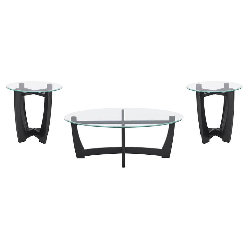 Roomfitters 23.5-Inch Round Glass Coffee Table with Metal Frame, Small Modern Center Table for Living Room, Office, Black