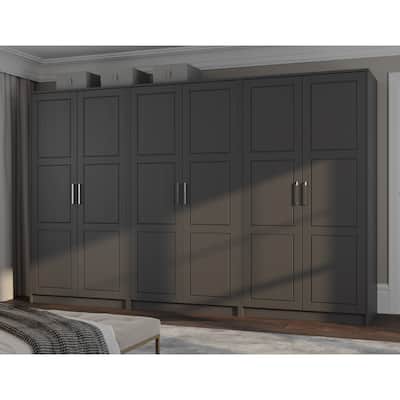 Palace Imports 100% Solid Wood Urban 6-door Wardrobe with Solid and Mirrored Doors