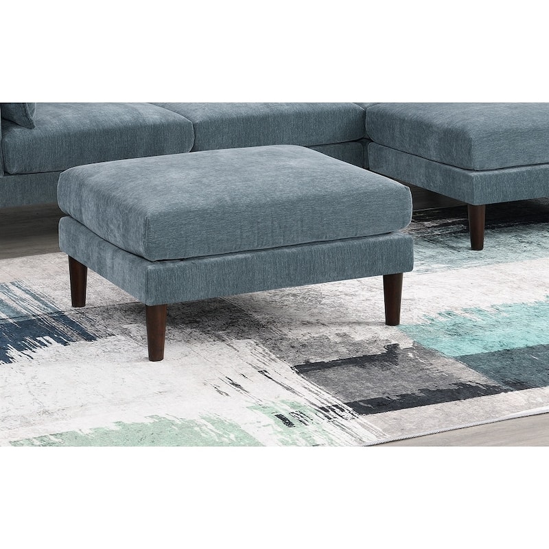 Beautiful Blush Ottoman Morgan Fabric 1pc Ottoman Soft Cushion Wood Legs Living Room Furniture - Grayish