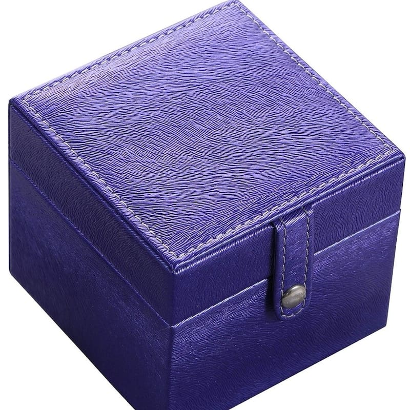 4" Azure Faux Leather Five Section Jewelry Box Travel Case With Mirror