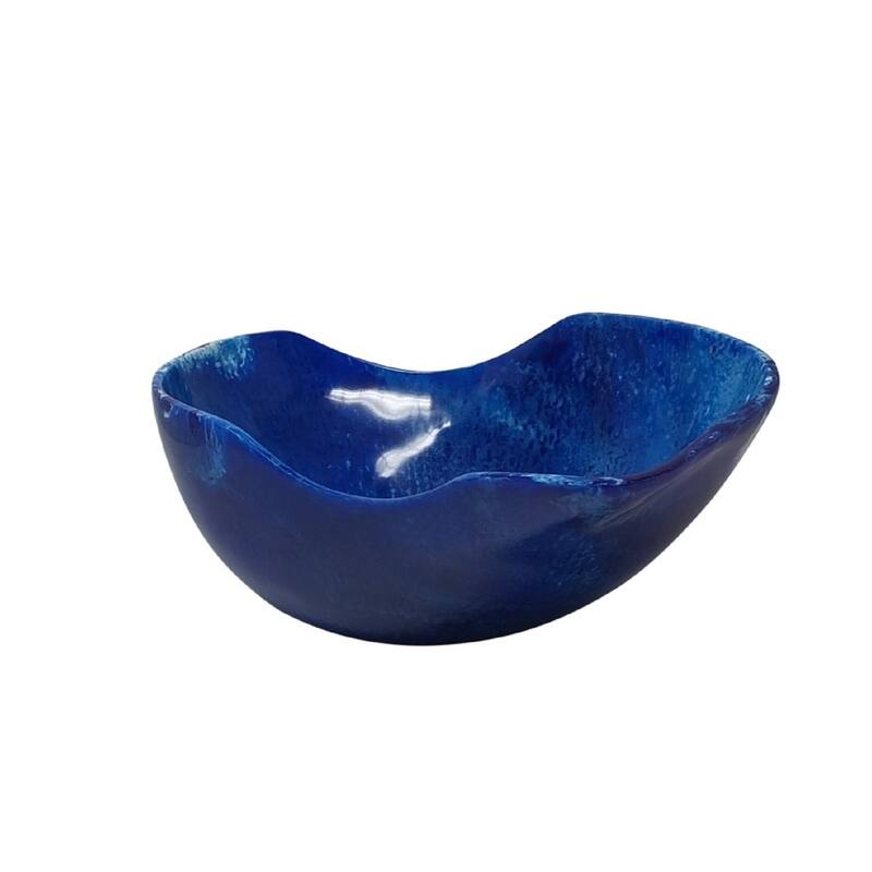 Small Large Fruit Bowl Blue Resin Dia 13.3" - Blue