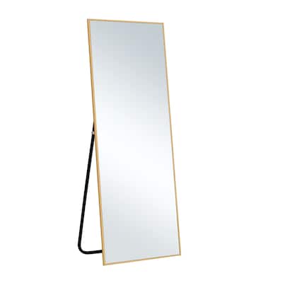 HomeRoots Narrow Minimal Gold Full-length Floor Mirror With Standing - 24