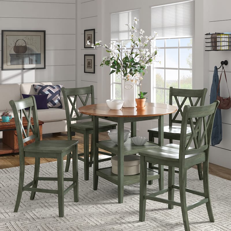 Eleanor X-Back Wood Counter Chairs (Set of 2) by iNSPIRE Q Classic
