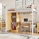 preview thumbnail 3 of 22, Twin Size Bed Frame Metal Loft Bed with Desk, Shelf, Built-in Wardrobe and Storage Staircase for Children, Boys and Girls