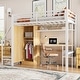 preview thumbnail 13 of 22, Twin Size Metal Loft Bed With Desk Wardrobe Storage Staircase White - Twin