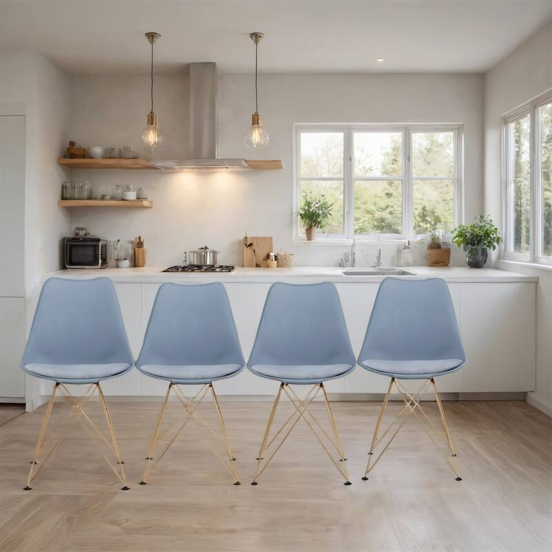 Modern Dining Chairs with Plastic Seat and Metal Legs (Set of 4)