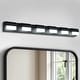 preview thumbnail 11 of 10, 46.5 in. 6-Light Black Metal Modern Bathroom LED Vanity Light with Black Shade, Over Mirror Bath Wall Lighting