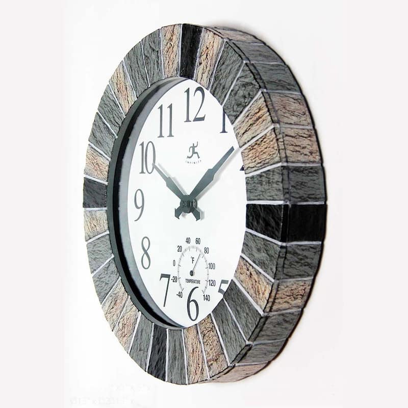 13" In/Outdoor Faux Slate Clock - 13 x 2 x 13