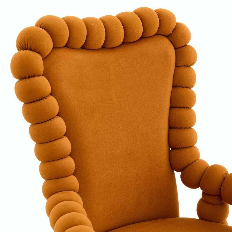 Set of 2 Puffy Bubble Velvet Dining Chairs with Ball Chain Design & Gold Legs