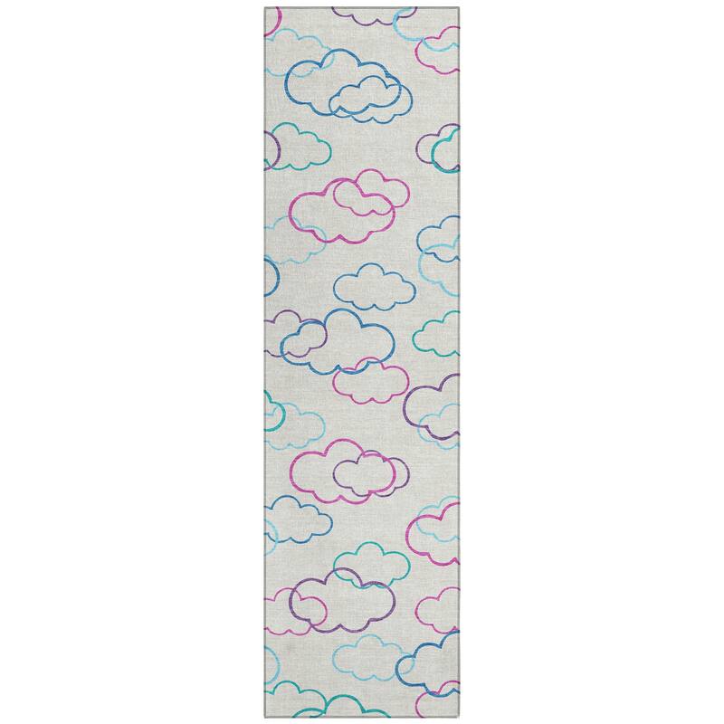 Machine Washable Indoor/ Outdoor Modern Clouds Chantille Rug