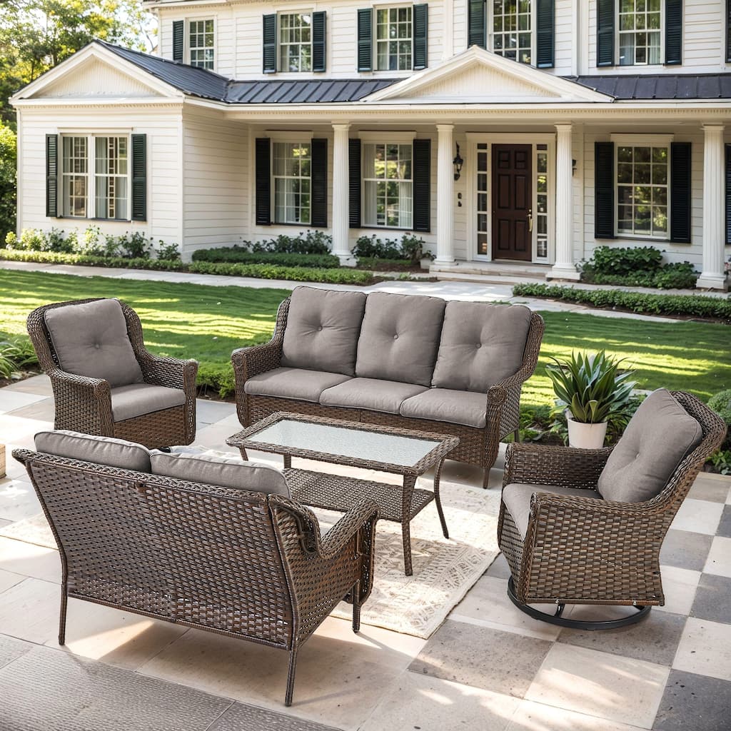 Outside Loveseat with Swivel Chiar and Sofa Brown - Grey