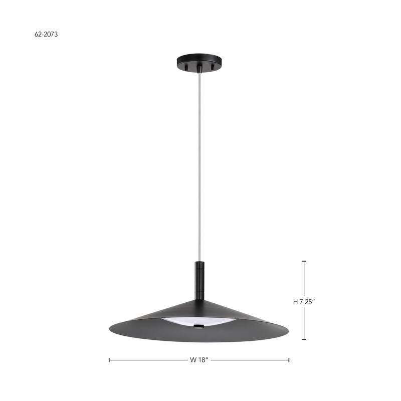 Corrine 18 Inch LED Pendant Matte Black 3K/4K/5K CCT Selectable - Matte Black