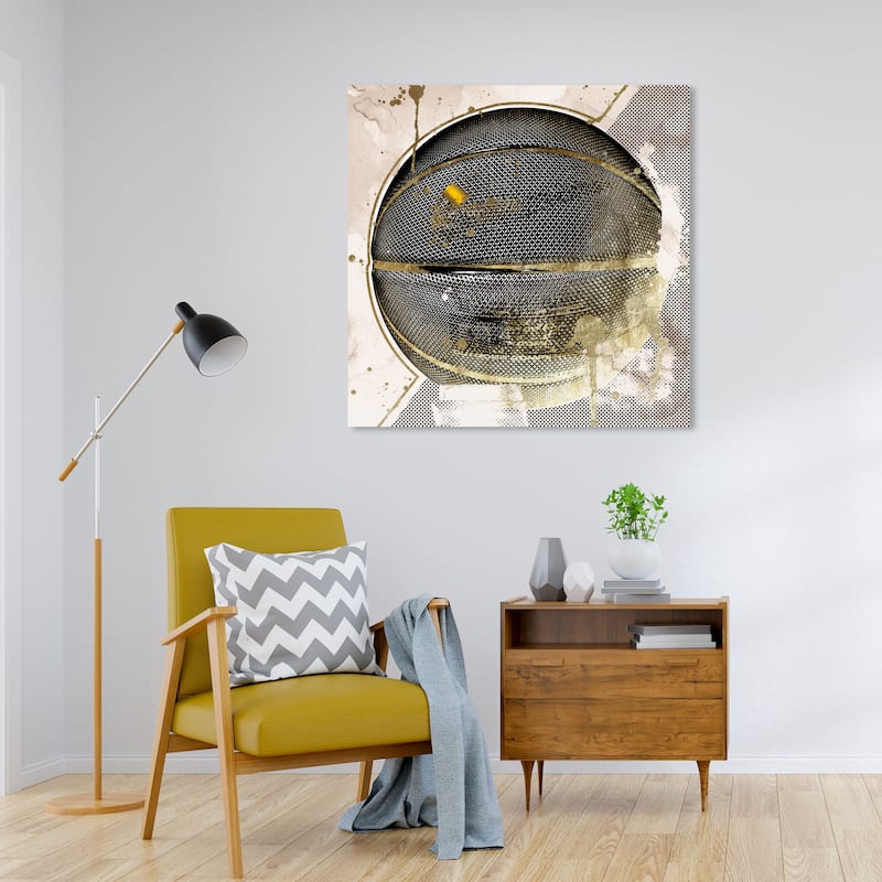 Wynwood Studio Prints Sports and Teams For a Basketball Game Black and Metallic Gold Glam Wall Art Canvas Print - 30 x 30