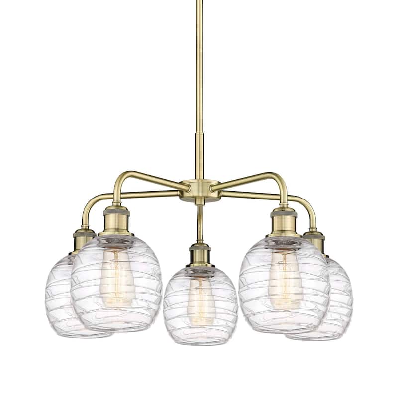 Innovations Lighting 516-5CR-15-24 Belfast Chandelier Belfast 5 Light - Antique Brass / Deco Swirl