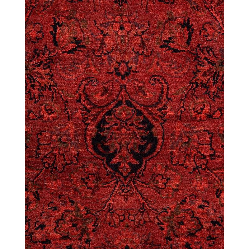 Overton Hand Knotted Wool Vintage Inspired Modern Contemporary Overdyed Orange Area Rug - 4' 1" x 6' 5"