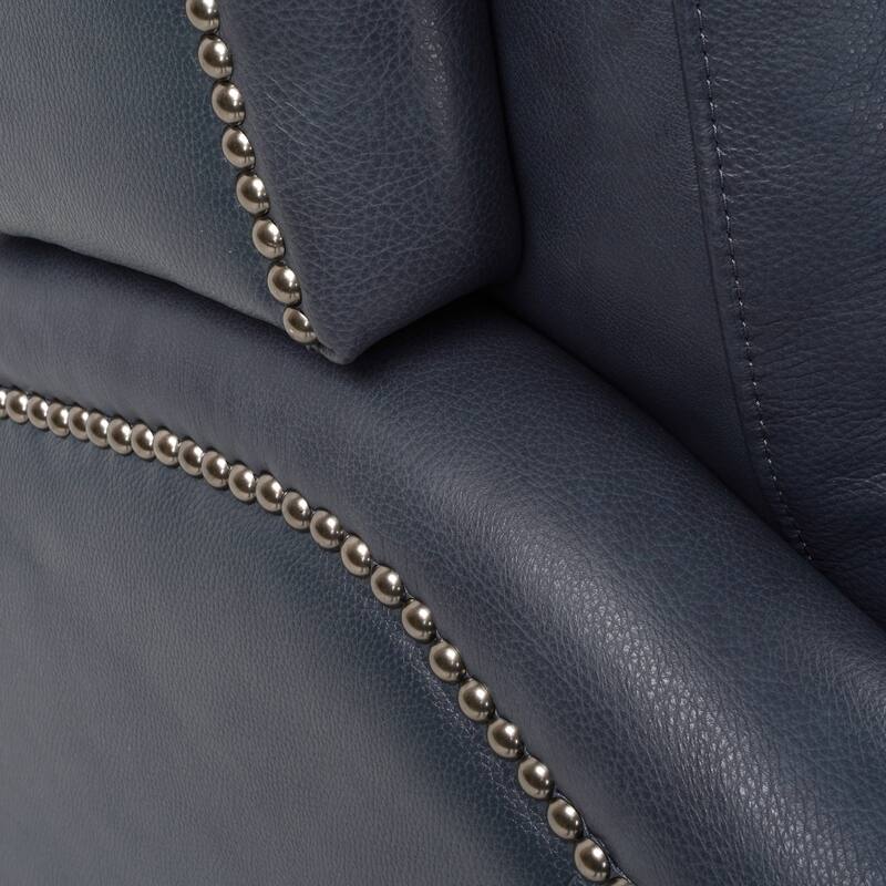 Genuine Leather Nailhead Trim Recliner Dual Power Home Theatre Power Recliner Chair with USB Port