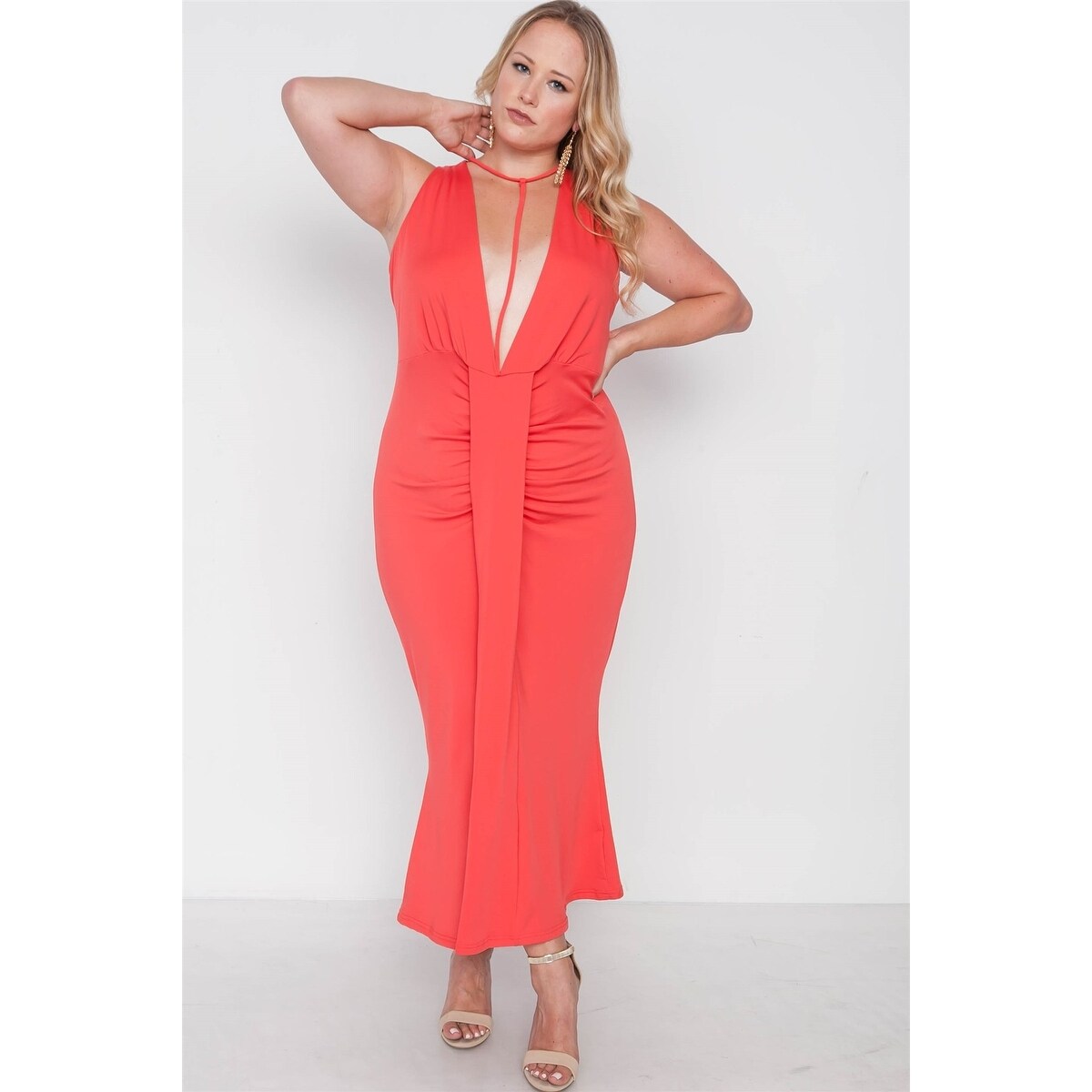 plus size deep v dress