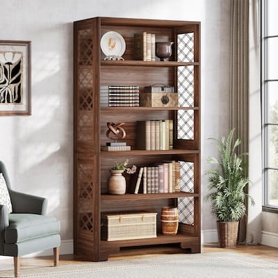 6-Tier Bookcase, 70.8" Vintage Tall Bookcase