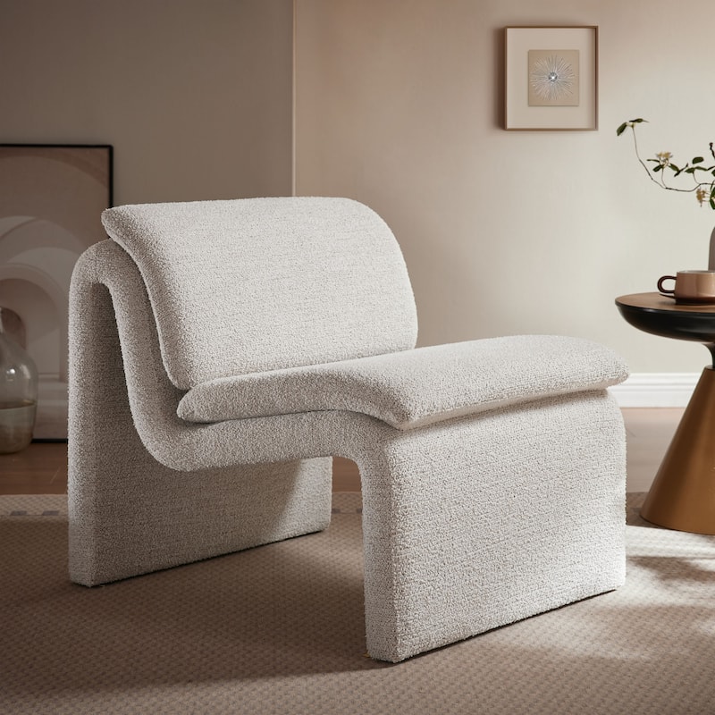 Lume Boucle Upholstered Armless Accent Chair - Parchment