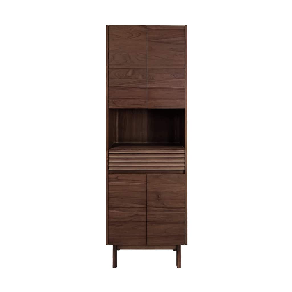 Avanity Carina 24 in. Coffee Teak Freestanding Linen Cabinet - 24"W x 15.7"D x 71"H
