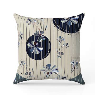 Circular Garden Indoor/Outdoor Reversible Throw Pillow Yellow and Blue