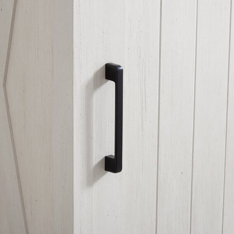 GDFStudio - Farmhouse Modern Sliding Barn Door Dresser with 5 Drawers and Adjustable Shelves