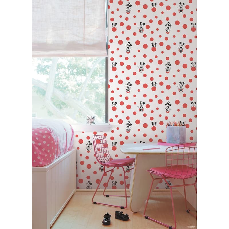 Disney Minnie Mouse Dots Red Wallpaper - Bed Bath & Beyond - 39953412