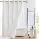 preview thumbnail 3 of 39, No Hooks Linen Textured Geometric Tassels Shower Curtain with Snap-in Liner