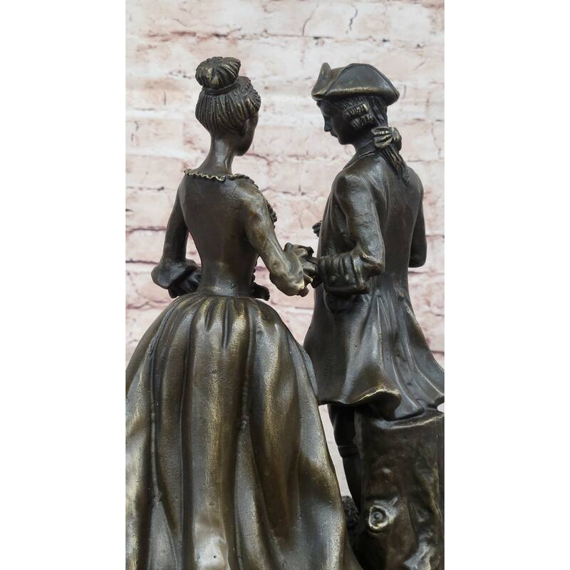Romantic Scene Between British Officer Lord Lady - Bronze Sculpture Romantic Decor