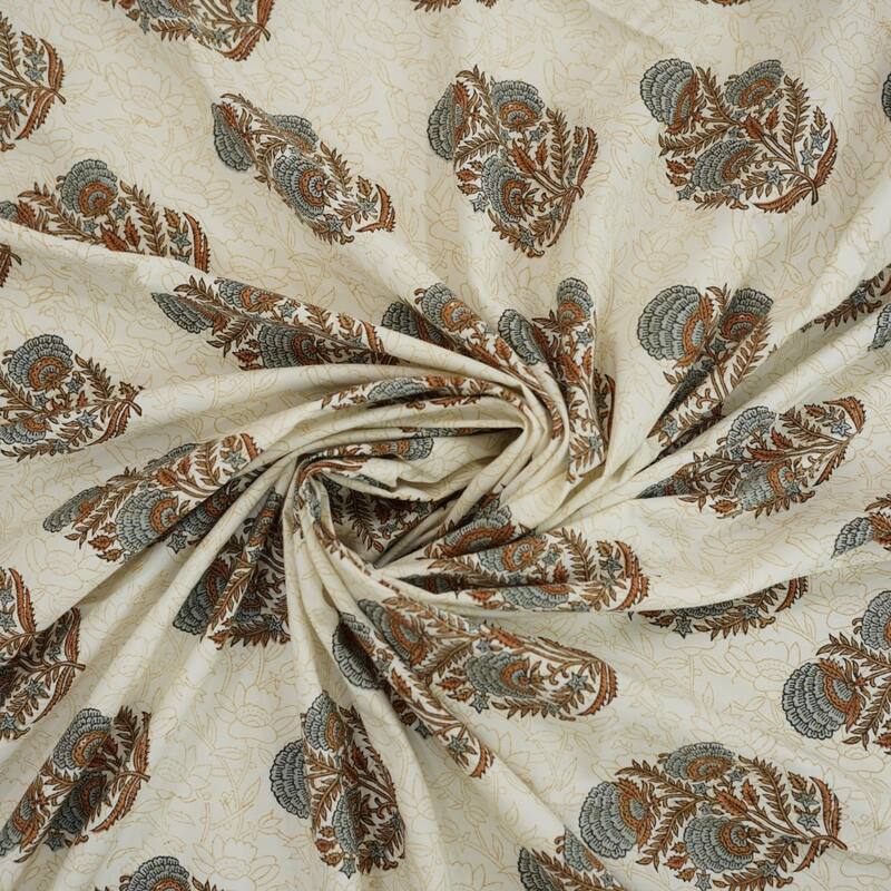 Fabdivine Cotton Hand Block Floral Flat Sheet Bed Room Home Décor Accent Gift