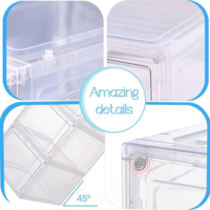 6 Pack Large Drop Front Shoe Boxes with Magnetic Door