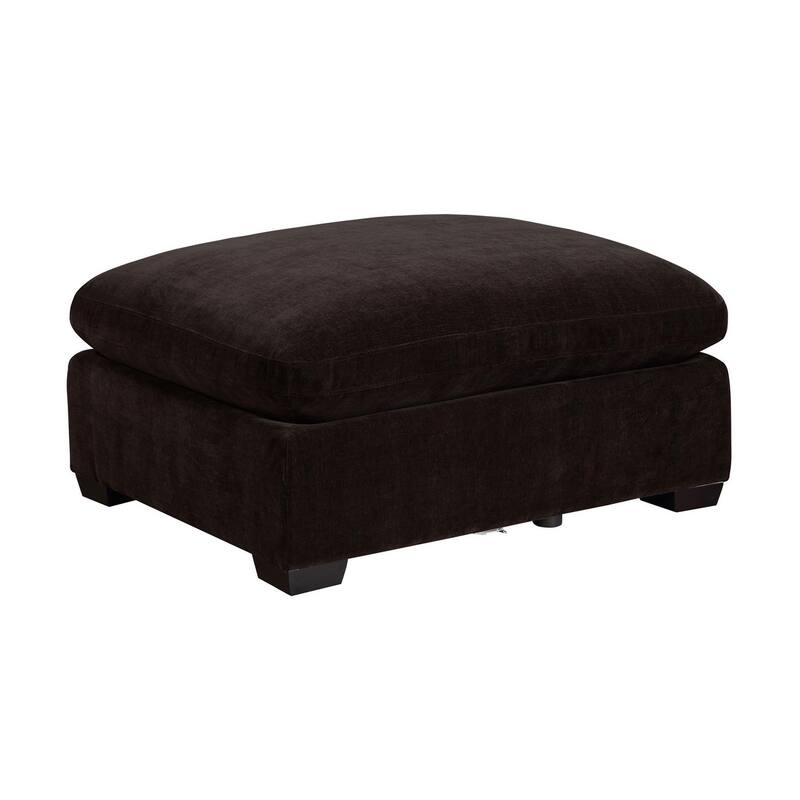 Zachary Upholstered Rectangular Ottoman - Dark Chocolate/Black