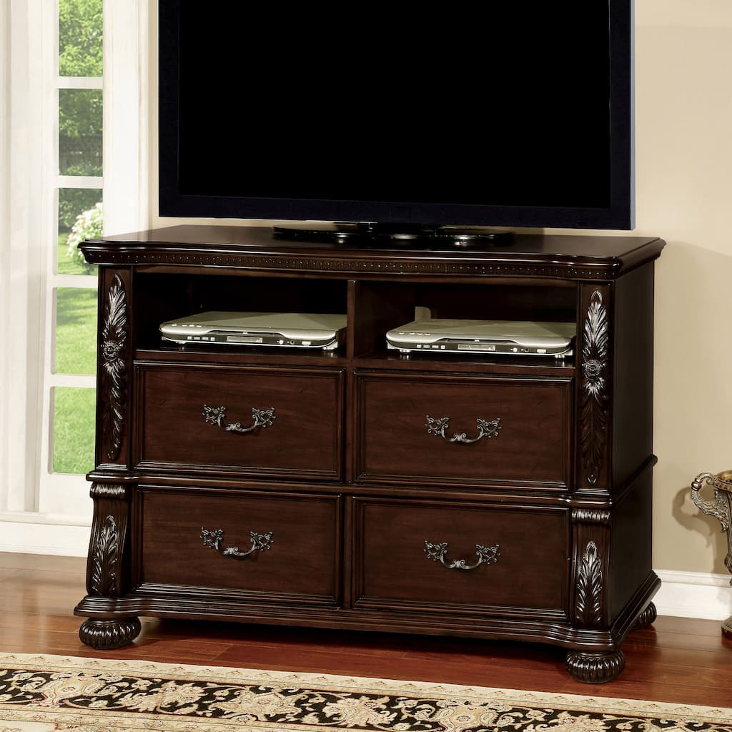 Ulis Traditional 50-inch 4-Drawer Cherry Media Chest by Furniture of America
