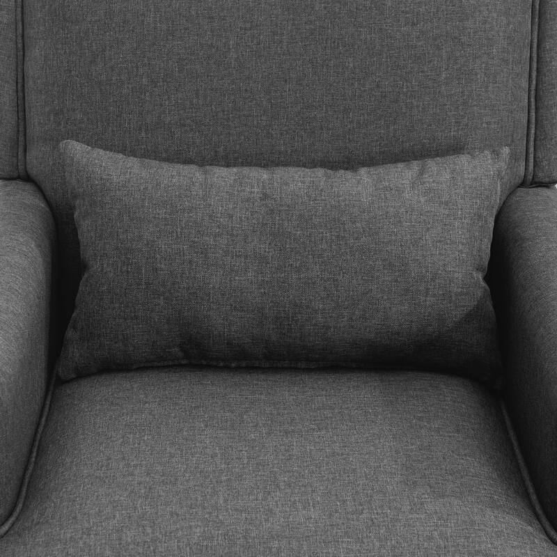 Modern Fabric Accent Chair with Upholstered Armrest Wooden Legs and Pillow for Living Room