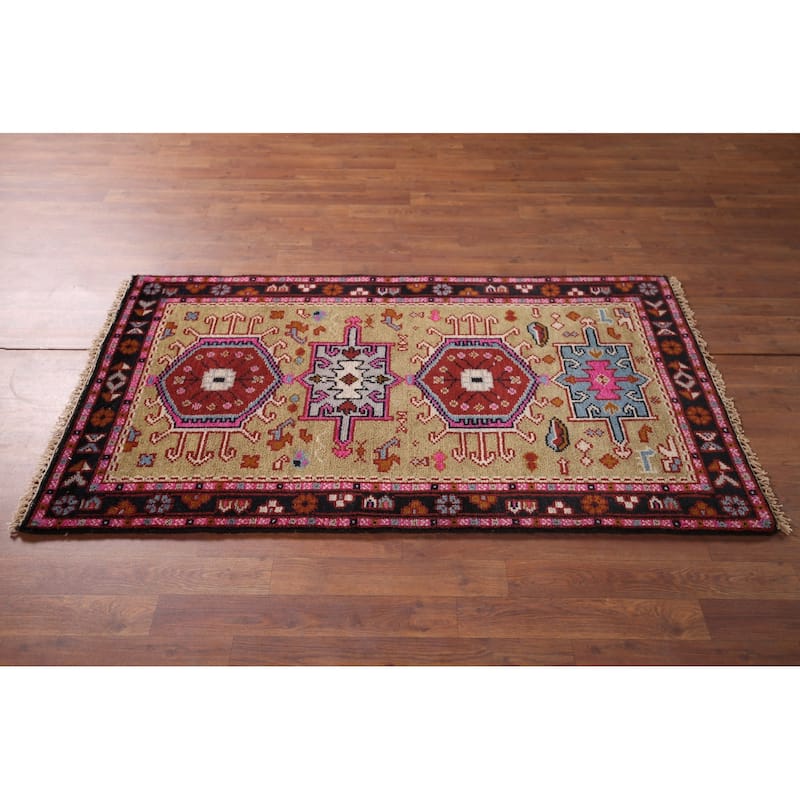 Khotan Oriental Accent Rug Hand-Knotted Wool Carpet - 2'11"x 4'11"