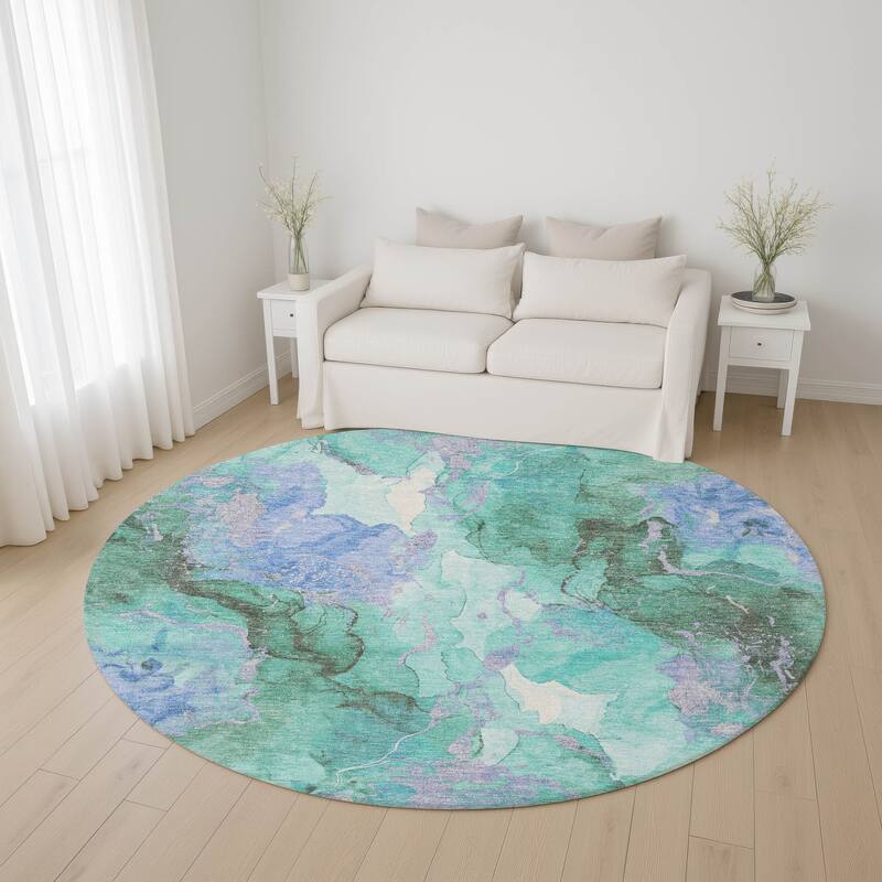 Premium Washable Super Soft Modern Contemporary Mayfield Rug - Teal - 8' x 8'