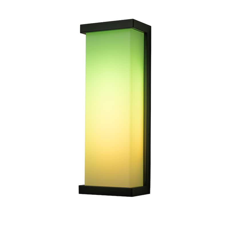 Smart RGB Outdoor Wall Light Modern Large Integrated LED Wall Sconce with Remote and App Control for Porch - W7''