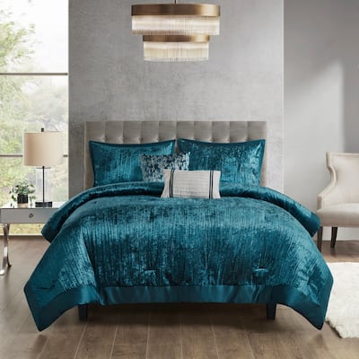 Madison Park Reagan 5 Piece Crinkle Velvet Comforter Set