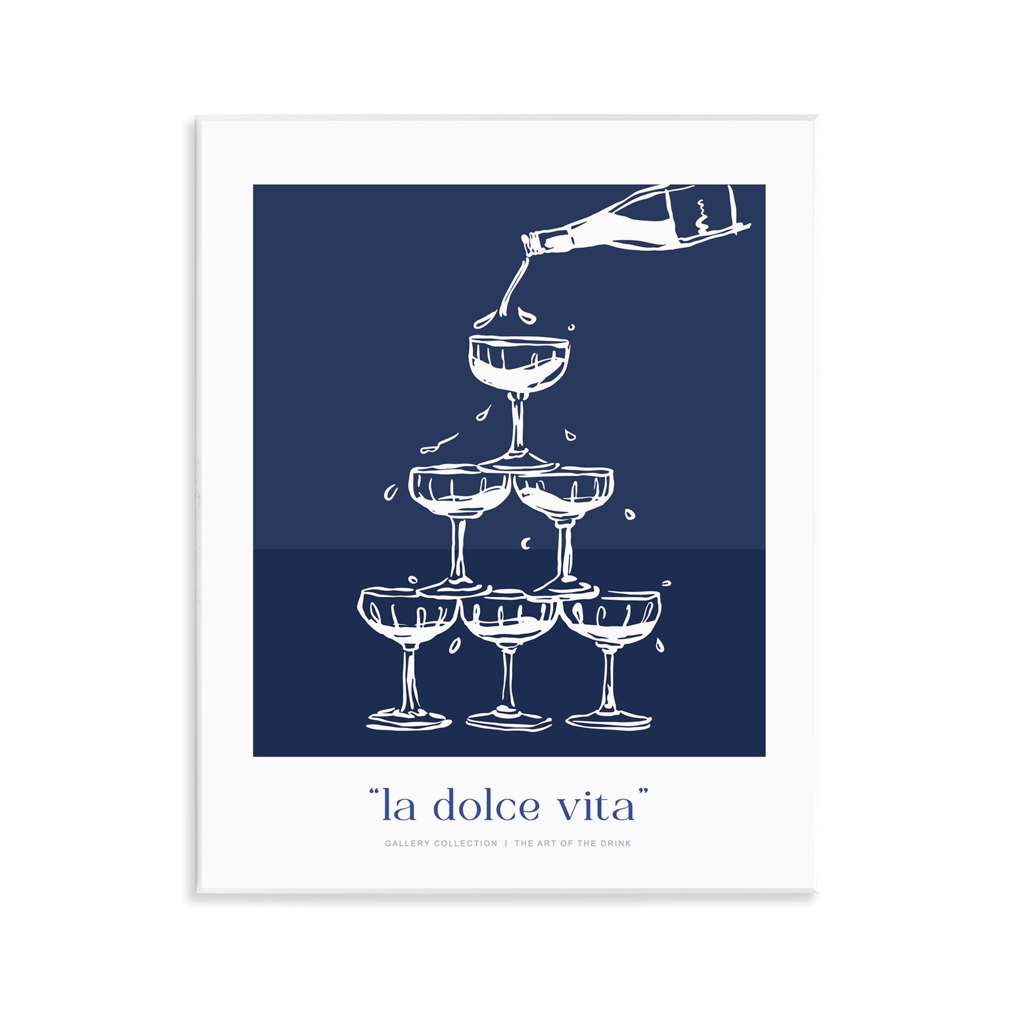 Stupell Navy Champagne Tower Wall Plaque Art Design By Lettered and Lined