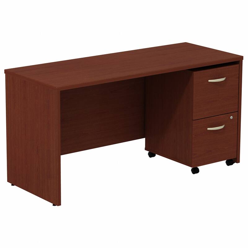 Series C 60W Desk with Mobile File Cabinet by Bush Business Furniture - Mahogany
