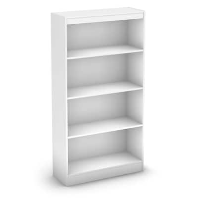 White 4-Shelf Bookcase with 2 Adjustable Shelves - 31 x 12 x 58 inches